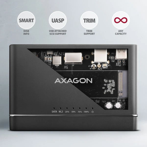 AXAGON ADSA-CC USB-C NVMe M.2 SSD 2.5'/3.5 SSD/HDD adaptér - Externí boxy - Obrázek 04P0000K01
