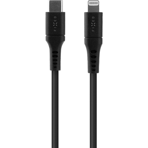 Levně FIXED Liquid silicone kabel USB-C/Lightning (PD), MFi, 1.2m, černý