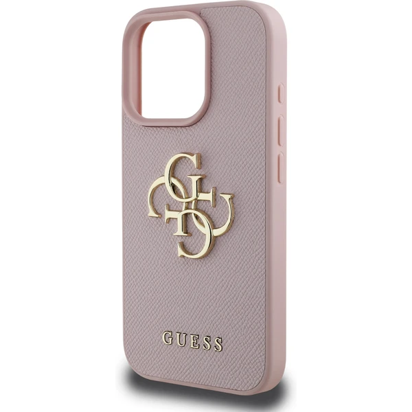 Guess PU Grained 4G Metal Logo kryt iPhone 16 Pro Max růžový - Pouzdra - Obrázek 158ad31b46564cb390bda56ee1c28196