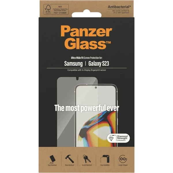 PanzerGlass™ Ultra-Wide Fit Samsung Galaxy S23/S22 (celolepené s funkčním otiskem prstů) - Ochranné folie a skla - Obrázek 1AS1G00101