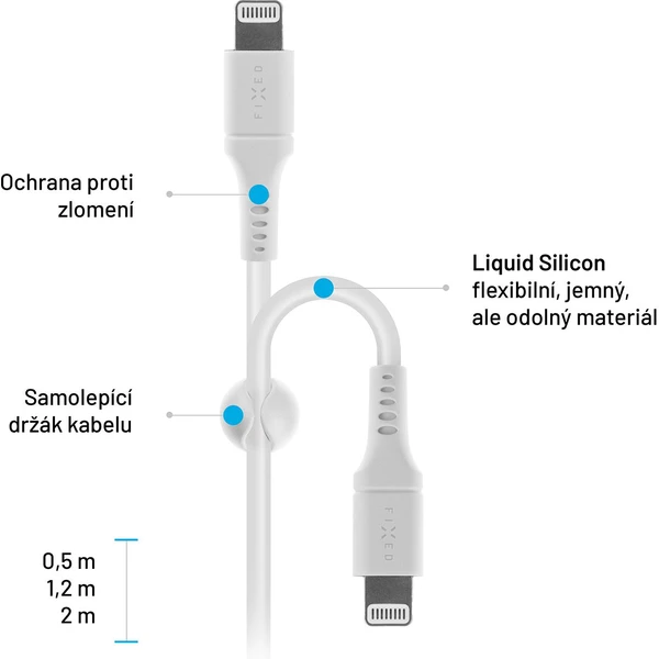 FIXED Liquid silicone USB-C/Lightning napájecí kabel 60W 1,2m bílý - Kabely a redukce - Obrázek 1IS1000601