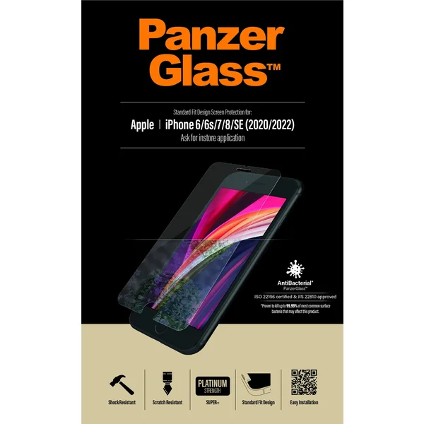 PanzerGlass Standard sklo Apple iPhone 6/6s/7/8/SE (4,7") čiré - Ochranné folie a skla - Obrázek 1QXQF00101