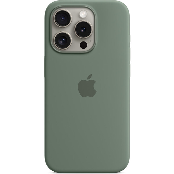 Levně Apple silikonový kryt s MagSafe na iPhone 15 Pro cyprišově zelená
