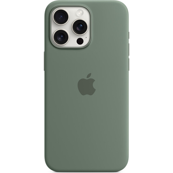 Levně Apple silikonový kryt s MagSafe na iPhone 15 Pro Max cyprišově zelená