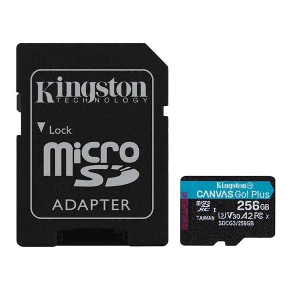 Levně Kingston microSDXC Canvas Go! Plus 256GB 170MB/s UHS-I U3 + SD adaptér