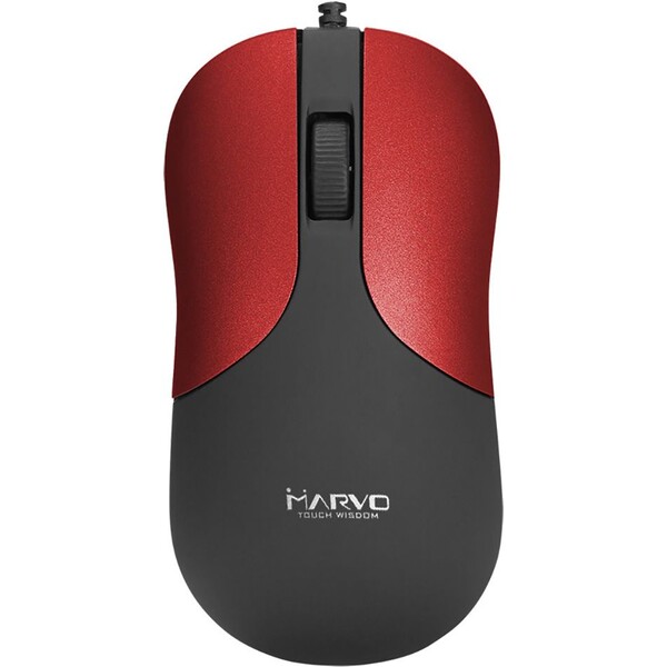 Levně Marvo DMS002RD kancelářská drátová myš černá/červená