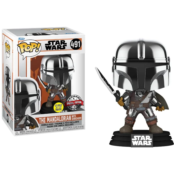 Funko POP! #491 Star Wars: The Mandalorian - Mando with Dark Saber (GITD) (Special Edition) - Funko POP! - Hlavní obrázek