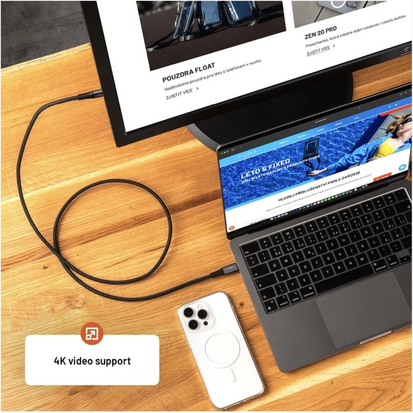 FIXED Multimedia Cabel USB-C napájecí a datový kabel 4K/60z, 20Gbps, 240W, 1,2m šedý - Kabely a redukce - Obrázek 314e642ddc644fbb8e8c439ea6ae4855