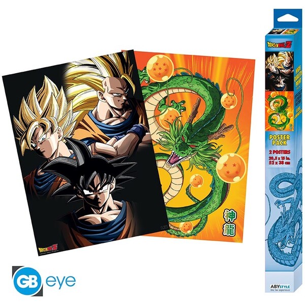 Levně Set 2 plakátů Dragon Ball - Goku & Shenron (52x38 cm)