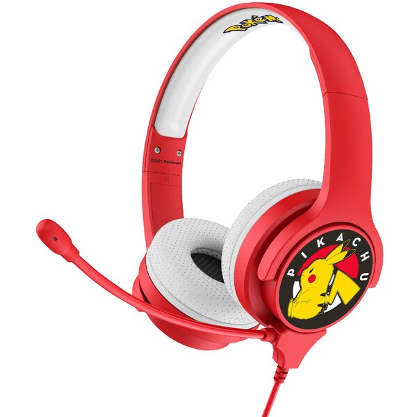 Levně OTL drátová sluchátka s mikrofonem Pokemon- Pikachu červená
