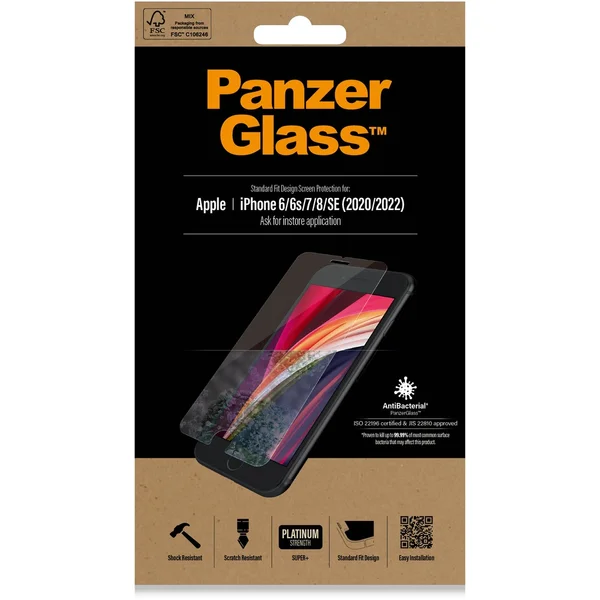 PanzerGlass Standard sklo Apple iPhone 6/6s/7/8/SE (4,7") čiré - Ochranné folie a skla - Obrázek 3QXQF00101