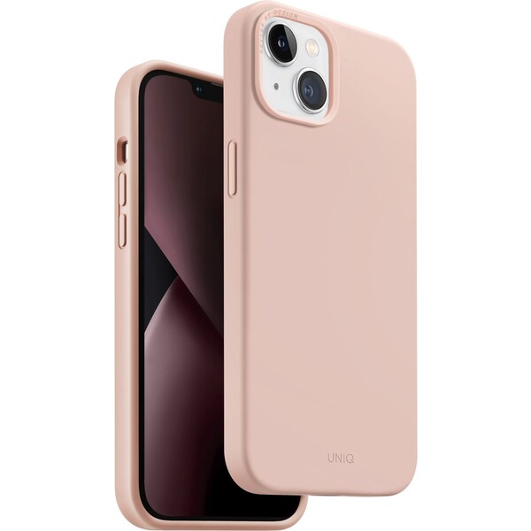Levně UNIQ Lino silikonový kryt iPhone 14 Plus růžový