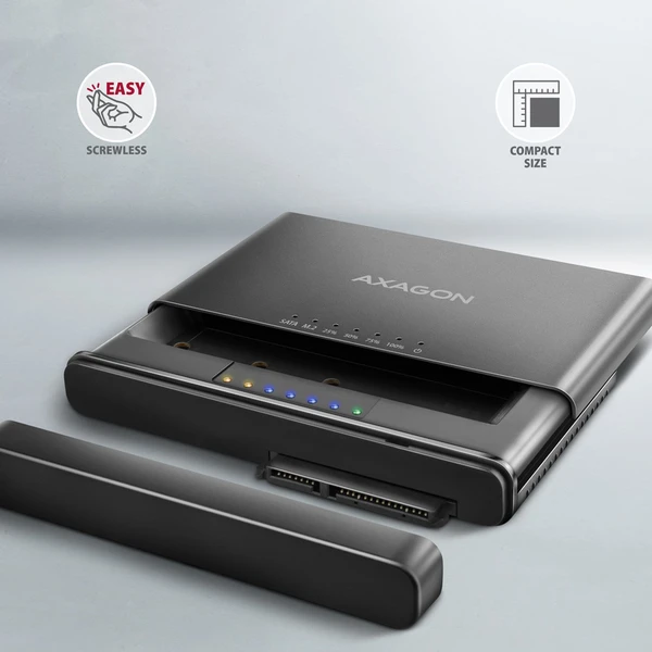 AXAGON ADSA-CC USB-C NVMe M.2 SSD 2.5'/3.5 SSD/HDD adaptér - Externí boxy - Obrázek 44P0000K01