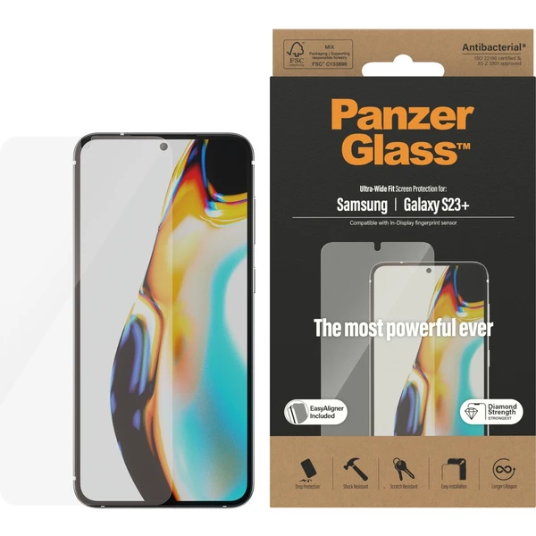 PanzerGlass™ Ultra-Wide Fit Samsung Galaxy S23+/S22+ s funkčním otiskem prstů a instalačním rámečkem - Ochranné folie a skla - Obrázek 4AS1G00101