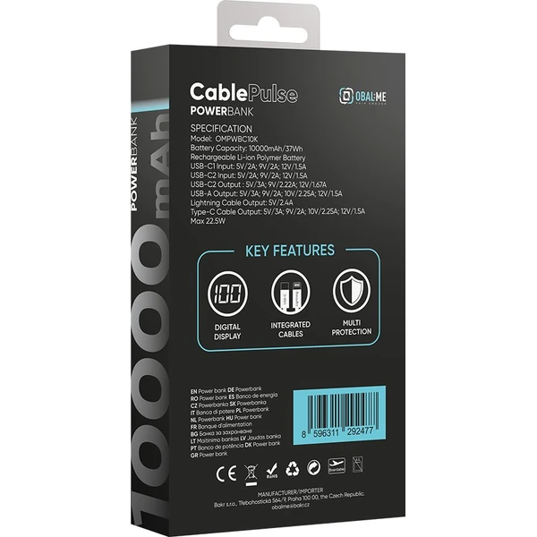 OBAL:ME CablePulse Powerbanka 10000mAh, 22,5W černá - Powerbanky - Obrázek 4a6518b66f044158a60b473484e50dc1