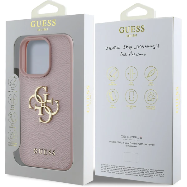 Guess PU Grained 4G Metal Logo kryt iPhone 16 Pro Max růžový - Pouzdra - Obrázek 4ef9660e580744148f6b04908a40e2e9