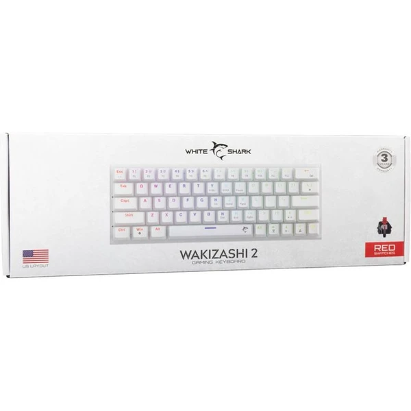 White Shark WAKIZASHI 2 herní mechanická klávesnice (US) (RED switch) bílá - Klávesnice - Obrázek 54MD000J01