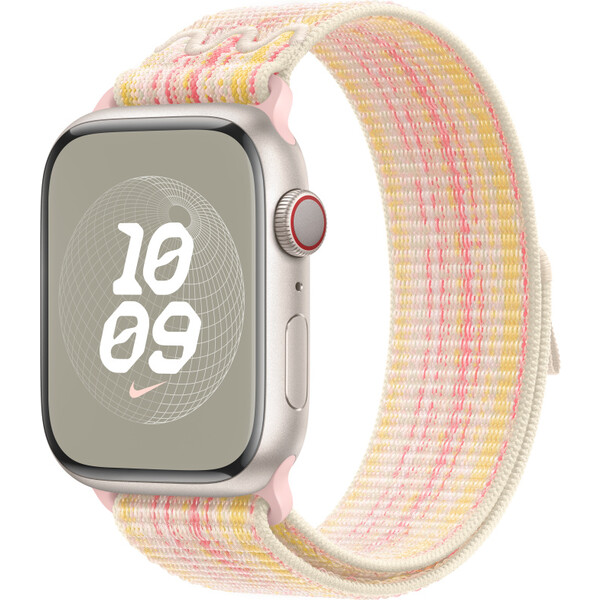 Apple Watch 49/45/44/42mm hvězdně bílý / růžový provlékací sportovní řemínek Nike