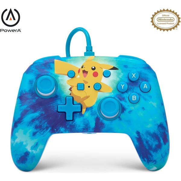 Levně PowerA Enhanced drátový herní ovladač - Tie Dye Pikachu (Switch)