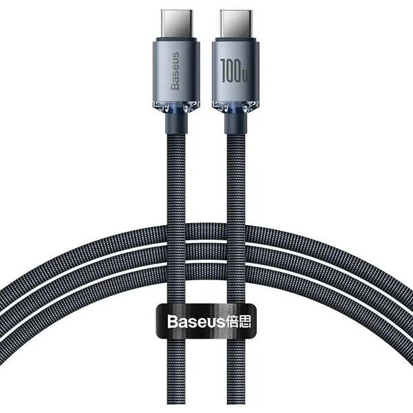 Baseus Crystal Shine Series kabel USB-C/USB-C (100W) 1,2m černý