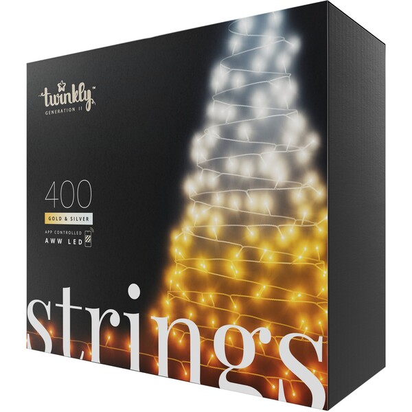 Levně Twinkly Strings Gold Edition chytré žárovky na stromeček 400 ks 32m černý kabel