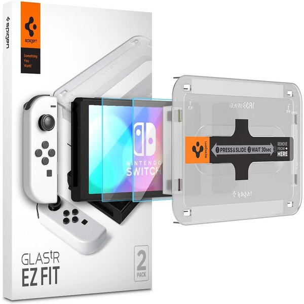 Levně Spigen Glass tR EZ Fit tvrzené sklo pro Nintendo Switch OLED (2 Pack)