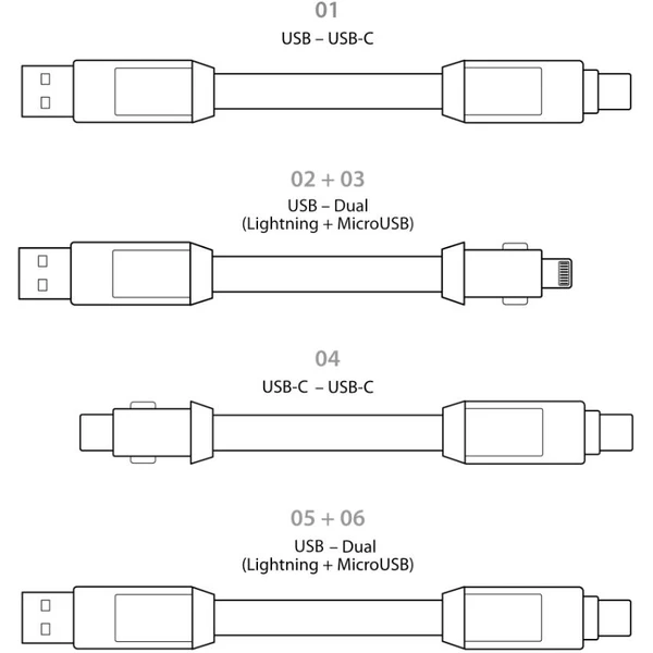 inCharge 6v1 napájecí kabel šedý - Kabely a redukce - Obrázek AAUH400301