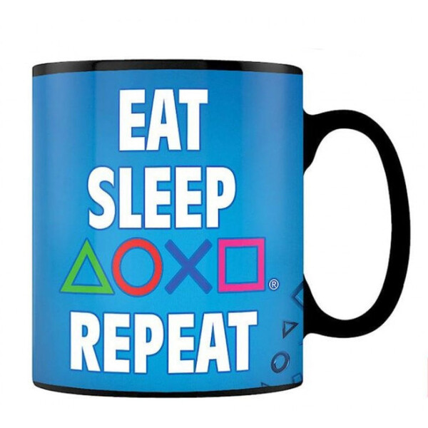 Levně Hrnek Playstation - Eat Sleep Repeat (měnící se motiv)