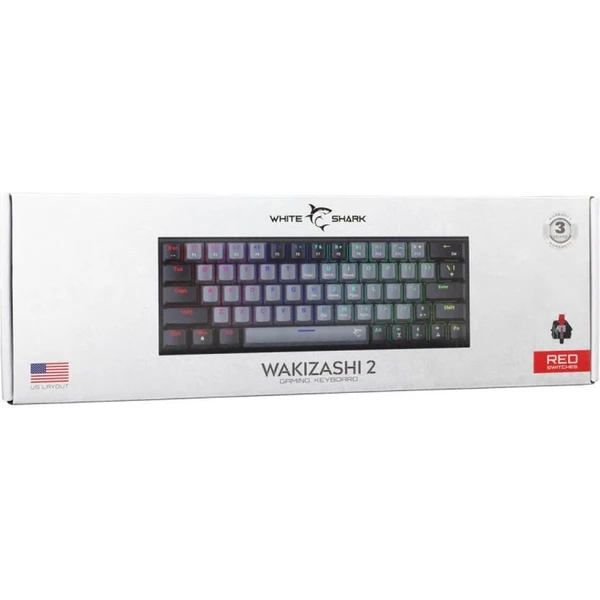 White Shark WAKIZASHI 2 herní mechanická klávesnice (US) (RED switch) šedočerná - Klávesnice - Obrázek C4MD000J01