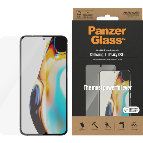 PanzerGlass™ Ultra-Wide Fit Samsung Galaxy S23+/S22+ (celolepené s funkčním otiskem prstů) - Ochranné folie a skla - Obrázek CAS1G00101