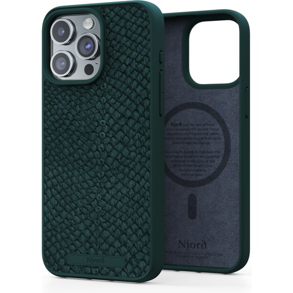 Levně NJORD Salmon Leather Magsafe kryt iPhone 15 Pro Max zelený
