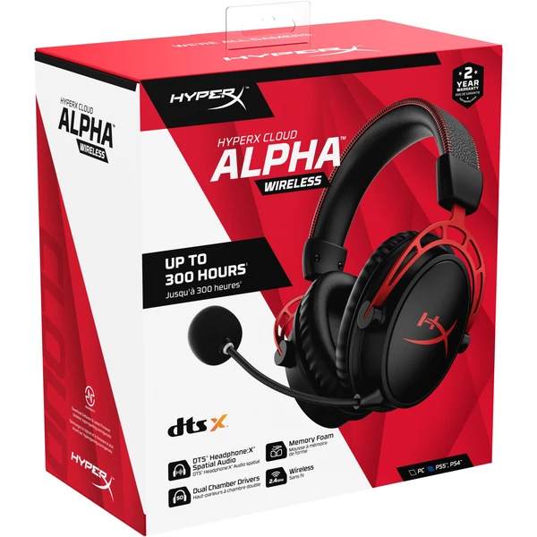 HyperX Cloud Alpha bezdrátový herní headset černý - Sluchátka - Obrázek D4JF100501