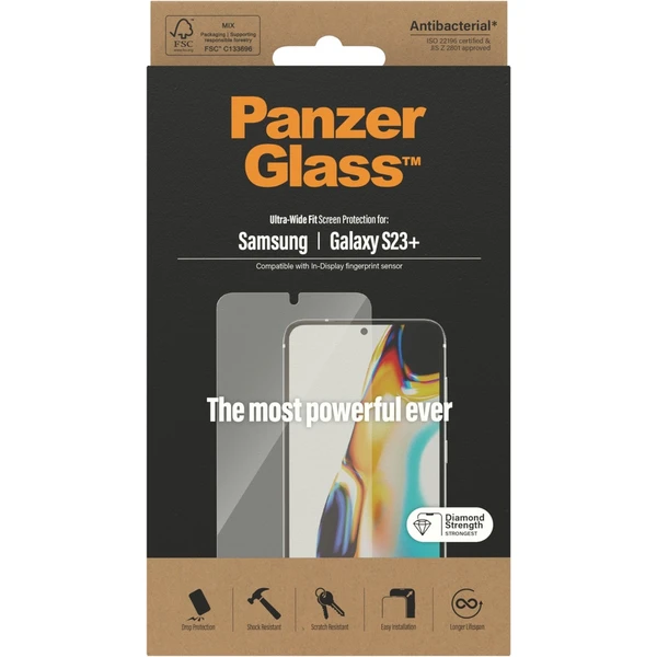 PanzerGlass™ Ultra-Wide Fit Samsung Galaxy S23+/S22+ (celolepené s funkčním otiskem prstů) - Ochranné folie a skla - Obrázek DAS1G00101