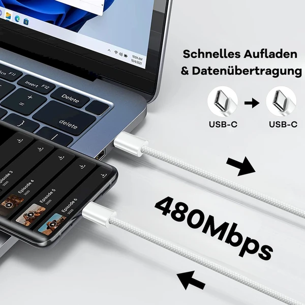 Cubenest Braided USB-C/USB-C napájecí kabel 60W 1m barevné 4ks - Kabely a redukce - Obrázek DSD5000O01