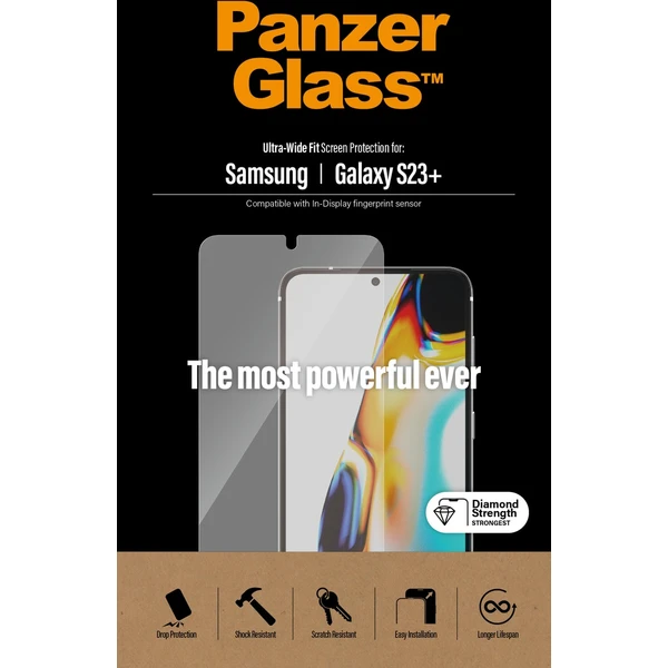 PanzerGlass™ Ultra-Wide Fit Samsung Galaxy S23+/S22+ (celolepené s funkčním otiskem prstů) - Ochranné folie a skla - Obrázek EAS1G00101