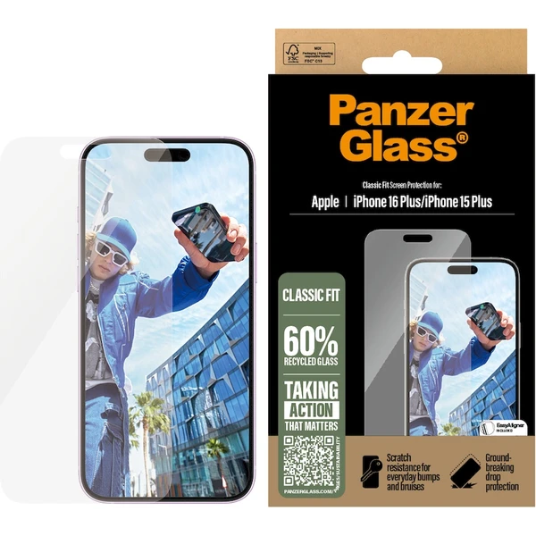 PanzerGlass® Classic Fit sklo Apple iPhone 16 Plus - Ochranné folie a skla - Obrázek FC08000P01
