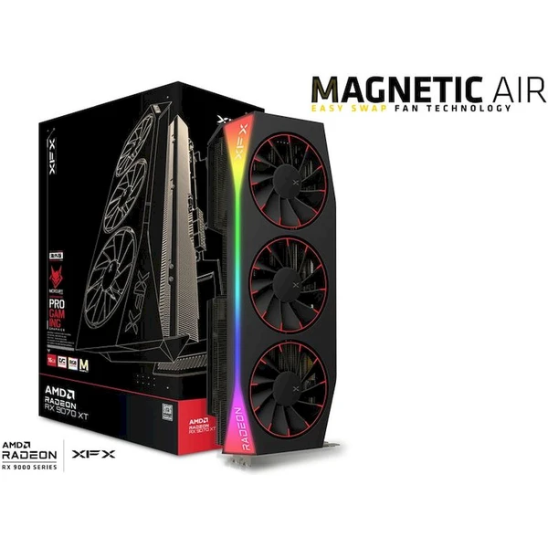 XFX Mercury AMD Radeon RX 9070 XT OC 16GB GDDR6, Magnetic Air Edition RGB - Grafické karty - Obrázek G8LE000L01