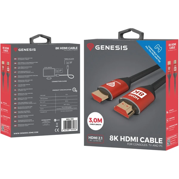 Genesis HDMI 2.1/HDMI 2.1 kabel pro XBOX 8K 3m černý - Kabely a redukce - Obrázek H5Z1000N01