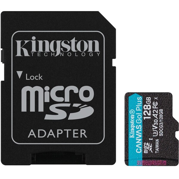 Levně Kingston microSDXC Canvas Go! Plus 128GB 170MB/s UHS-I U3 + SD adaptér
