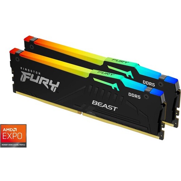 Levně Kingston FURY Beast DDR5 64GB 6000MHz CL40 4x16GB RGB Černá