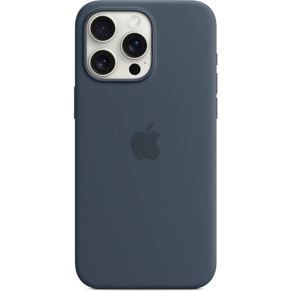Levně Apple silikonový kryt s MagSafe na iPhone 15 Pro Max bouřkově modrý