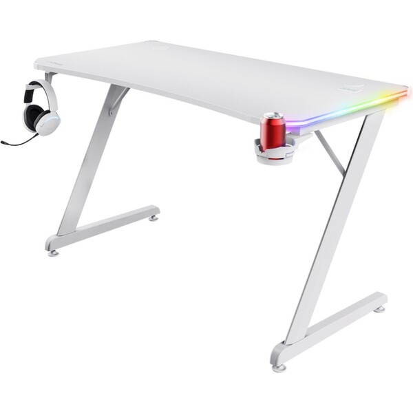 Levně Trust GXT709W Luminius RGB herní stůl, bílá