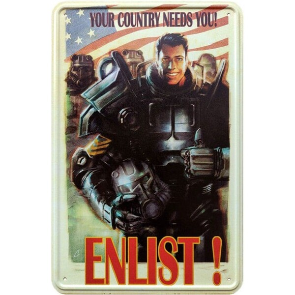 Kovová cedule Fallout - Enlist!