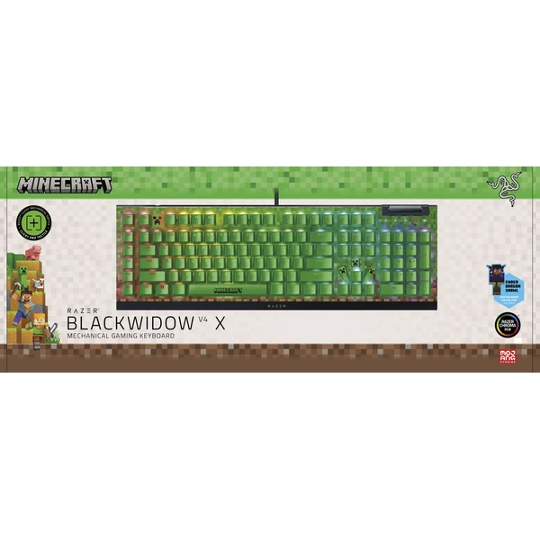 Razer BlackWidow V4 X Green Switch Minecraft Ed. herní klávesnice (US) černá - Klávesnice - Obrázek J3QD000J01