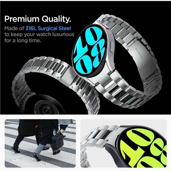 Spigen Modern Fit 316L Band řemínek Samsung Galaxy Watch6 44mm stříbrný - Řemínky - Obrázek JAV3000N01