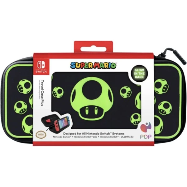 PDP cestovní obal 1-Up Mushroom Plus Glow pro Nintendo Switch černý - Pouzdra - Obrázek JENA000O01