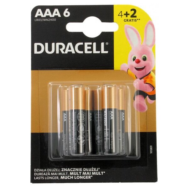 Duracell Basic AAA alkalická baterie, 6 ks