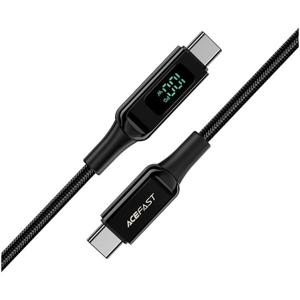 Acefast USB-C/USB-C 100W nabíjecí data kabel s displejem černý