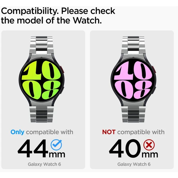 Spigen Modern Fit 316L Band řemínek Samsung Galaxy Watch6 44mm stříbrný - Řemínky - Obrázek KAV3000N01