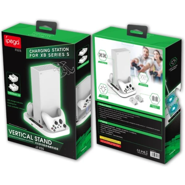 iPega XBS012 multifunkční nabíjecí stojan s chlazením pro Xbox series S + 2 ks baterií - Nabíječky - Obrázek KAYX600301